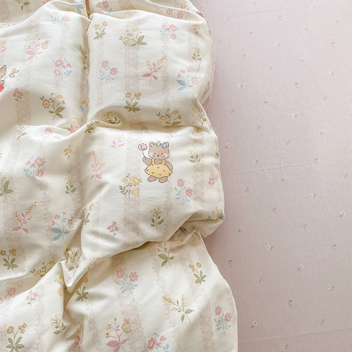 91家纺网 家纺一手货源 找家纺 钰锦珀家纺 2026新款全棉纯棉印花四件套 喵喵花