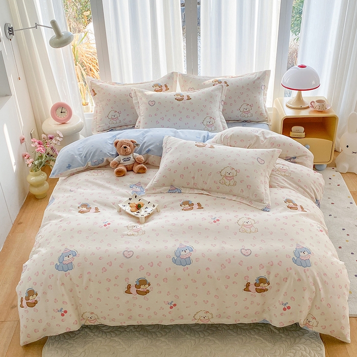 91家纺网 家纺一手货源 找家纺 钰锦珀家纺 2026新款全棉纯棉印花四件套 小狗日记