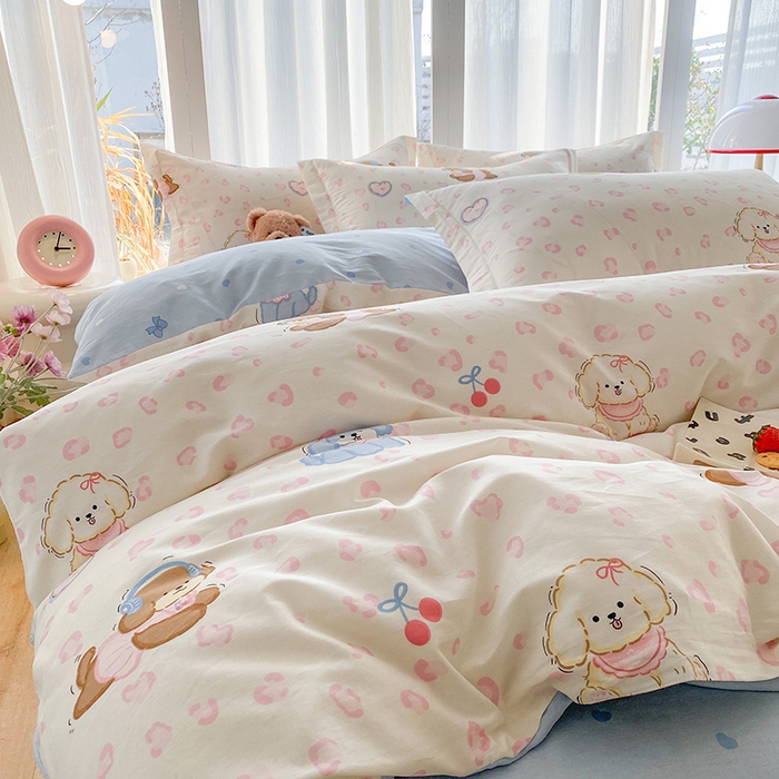 91家纺网 家纺一手货源 找家纺 钰锦珀家纺 2026新款全棉纯棉印花四件套 小狗日记