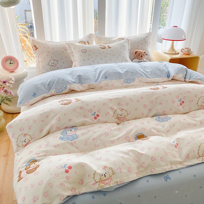 91家纺网 家纺一手货源 找家纺 钰锦珀家纺 2026新款全棉纯棉印花四件套 小狗日记