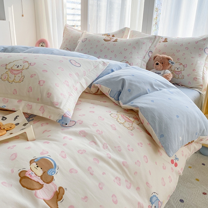 91家纺网 家纺一手货源 找家纺 钰锦珀家纺 2026新款全棉纯棉印花四件套 小狗日记