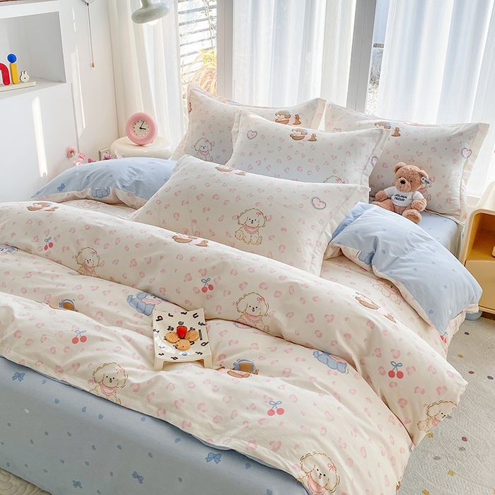 91家纺网 家纺一手货源 找家纺 钰锦珀家纺 2026新款全棉纯棉印花四件套 小狗日记