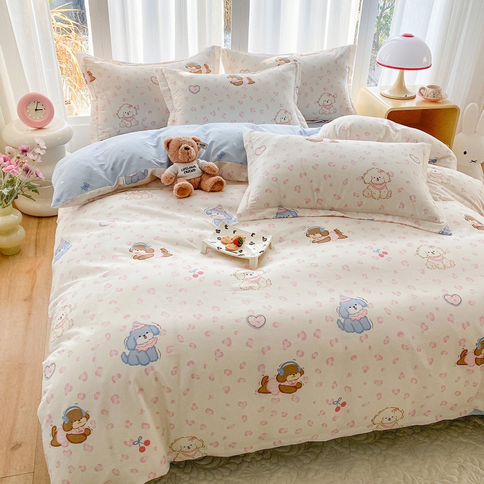 91家纺网 家纺一手货源 找家纺 钰锦珀家纺 2026新款全棉纯棉印花四件套 小狗日记