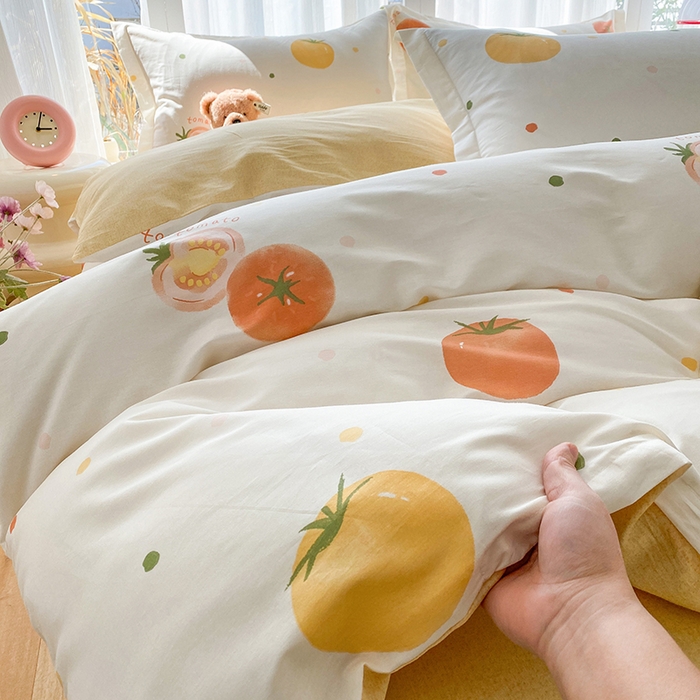 91家纺网 家纺一手货源 找家纺 钰锦珀家纺 2026新款全棉纯棉印花四件套 幸运番茄