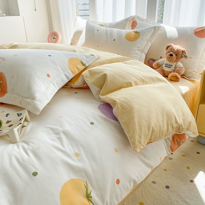 91家纺网 家纺一手货源 找家纺 钰锦珀家纺 2026新款全棉纯棉印花四件套 幸运番茄