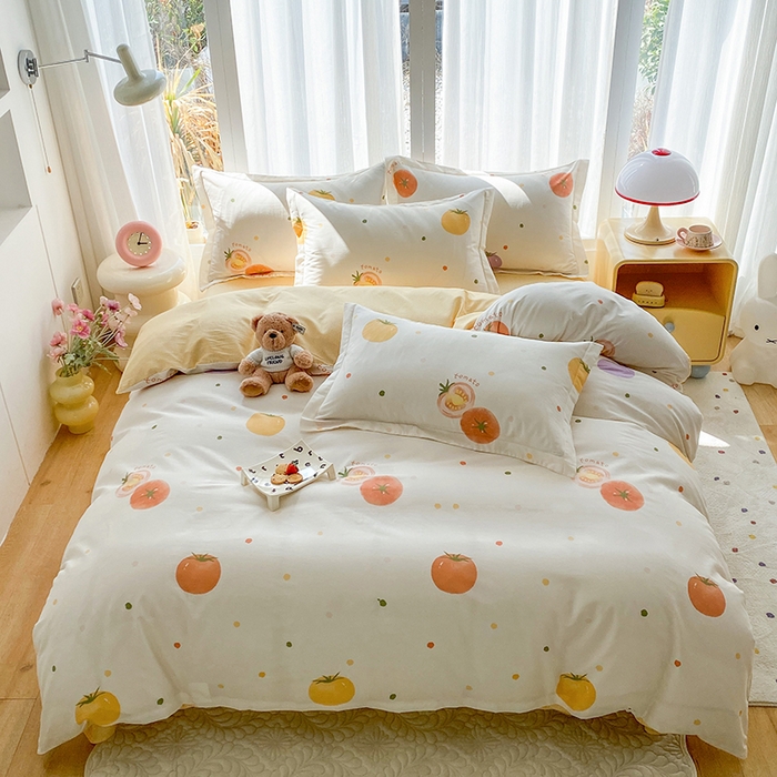 91家纺网 家纺一手货源 找家纺 钰锦珀家纺 2026新款全棉纯棉印花四件套 幸运番茄