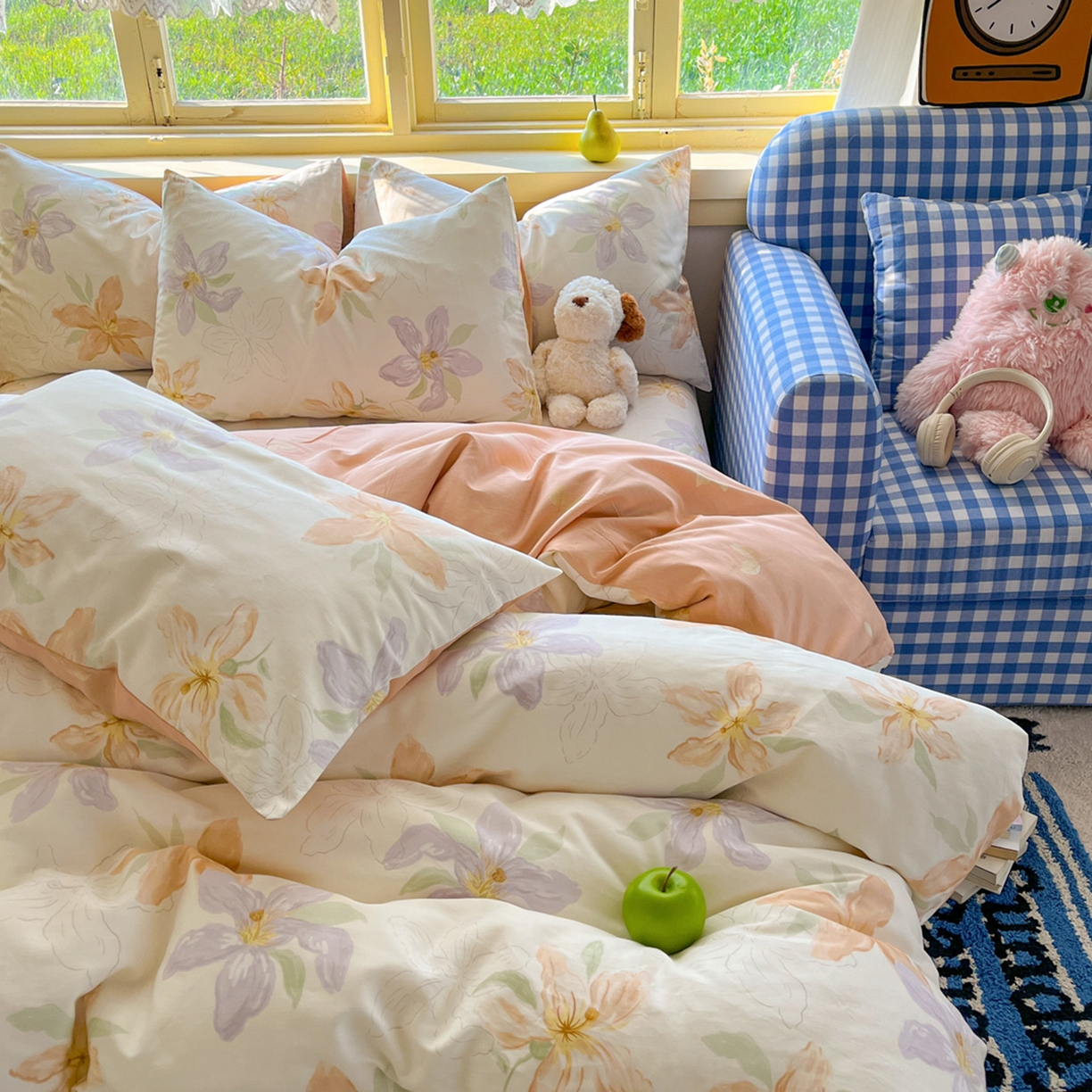 91家纺网 家纺一手货源 找家纺 简约家纺 2026新款全棉斜纹12868单被套系列 怡花