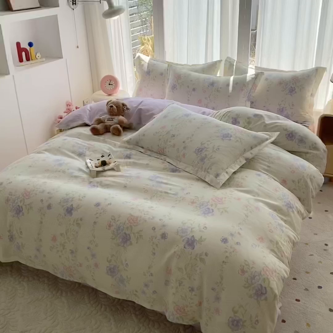 91家纺网 家纺一手货源 找家纺 钰锦珀家纺 2026新款全棉纯棉印花四件套 知意花蔓
