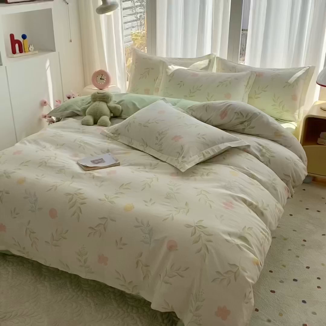 91家纺网 家纺一手货源 找家纺 钰锦珀家纺 2026新款全棉纯棉印花四件套 童话花町