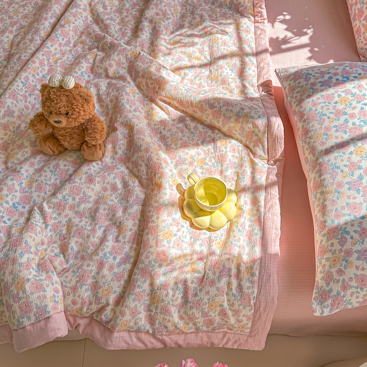 91家纺网 家纺一手货源 找家纺 （总）秋泽家纺 2026新款A类云感双层纱大豆纤维夏凉被空调被小清新印花夏被