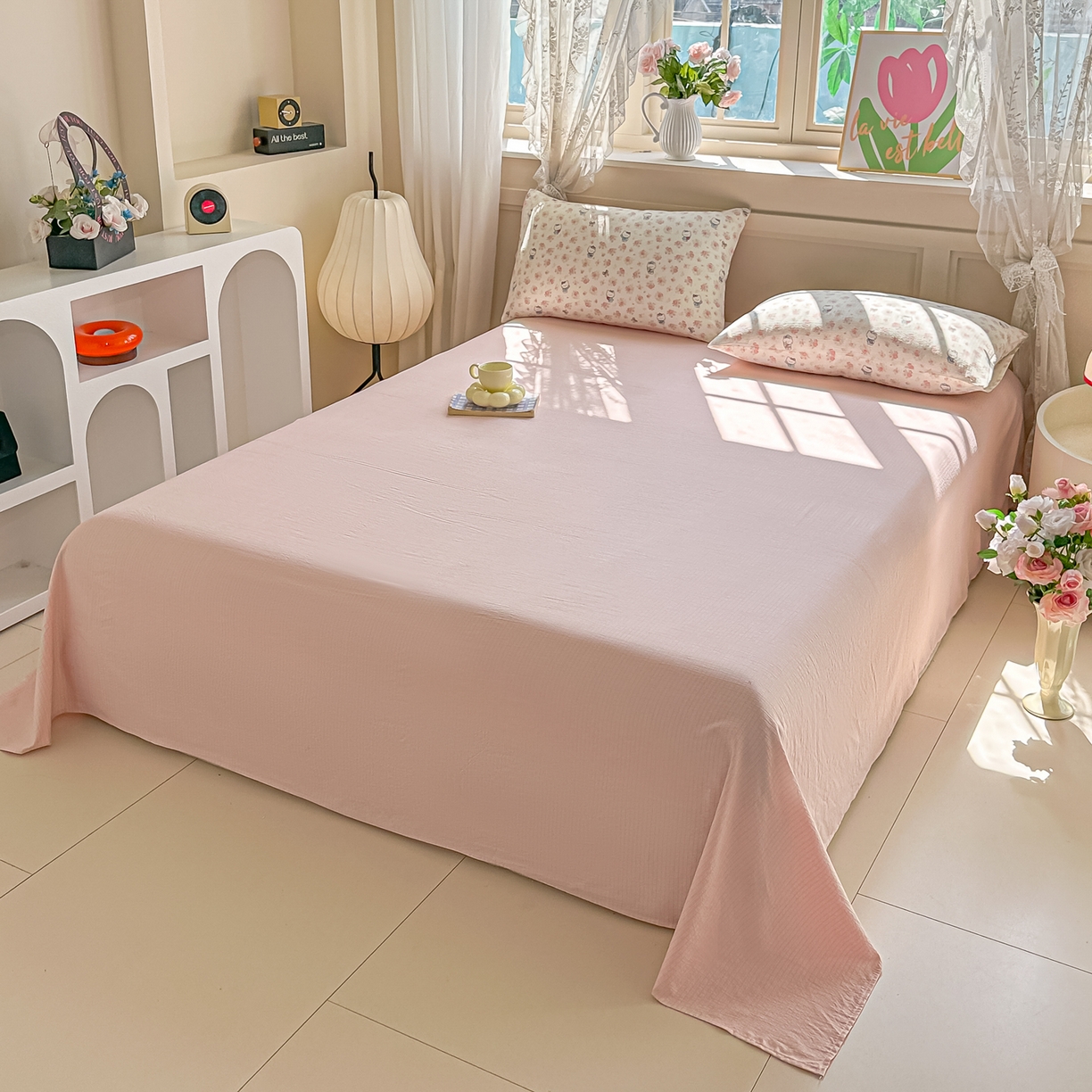 91家纺网 家纺一手货源 找家纺 秋泽家纺 2026新款A类云感双层纱大豆纤维夏凉被空调被小清新印花夏被 花漾KT