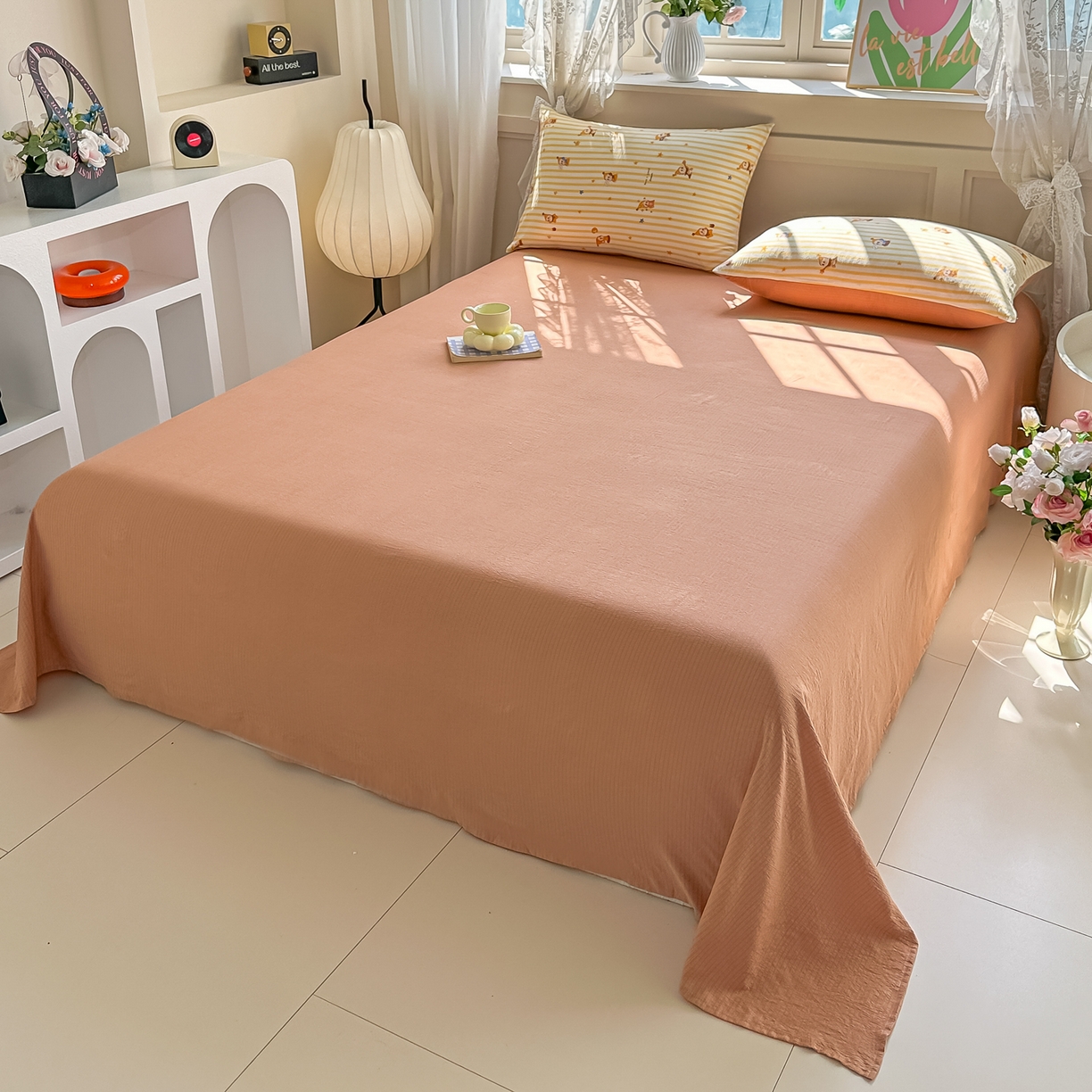 91家纺网 家纺一手货源 找家纺 秋泽家纺 2026新款A类云感双层纱大豆纤维夏凉被空调被小清新印花夏被 治愈星仔