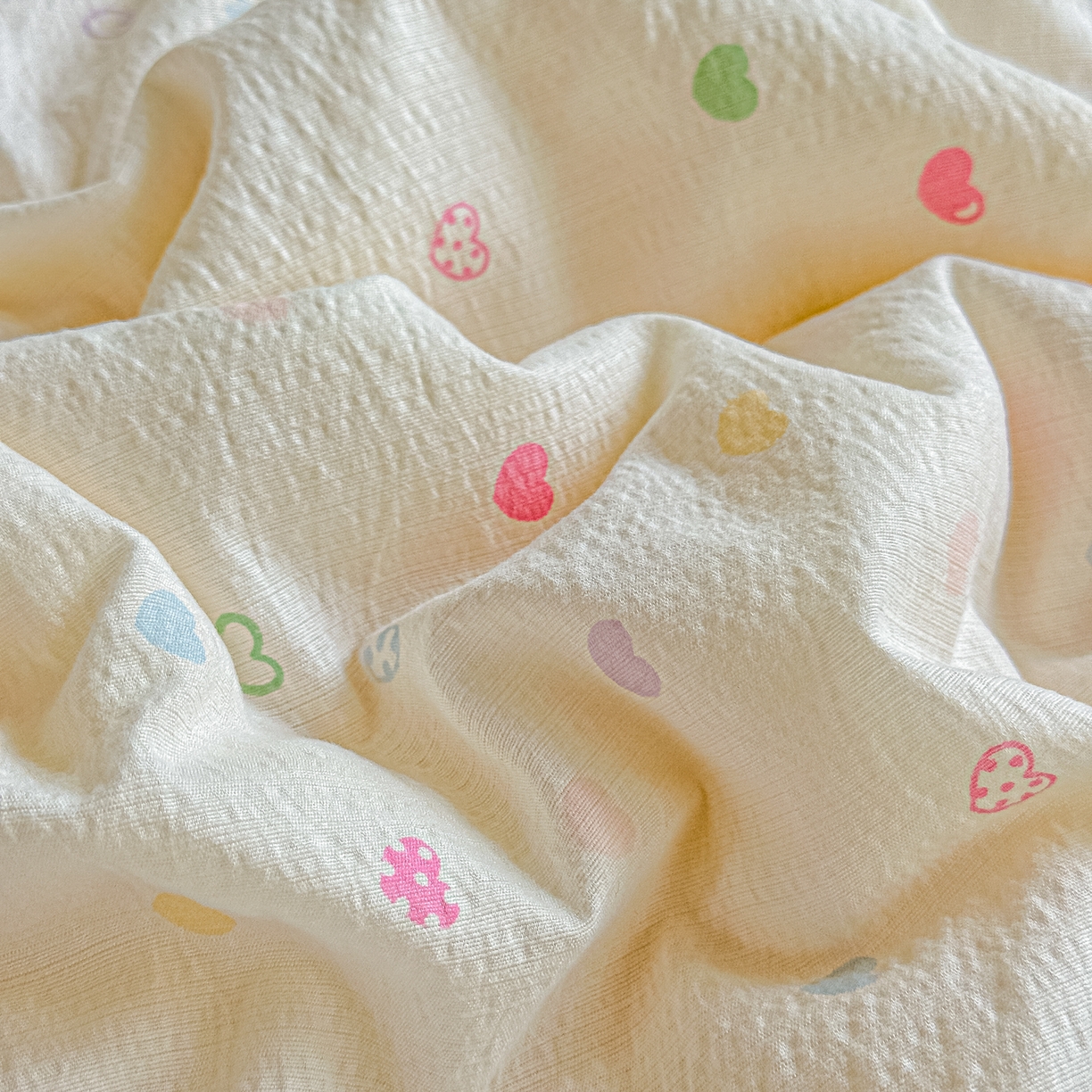 91家纺网 家纺一手货源 找家纺 秋泽家纺 2026新款A类云感双层纱大豆纤维夏凉被空调被小清新印花夏被 甜梦奶心