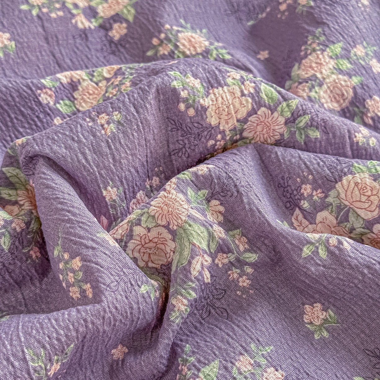 91家纺网 家纺一手货源 找家纺 秋泽家纺 2026新款A类云感双层纱大豆纤维夏凉被空调被小清新印花夏被 紫雾蔷薇