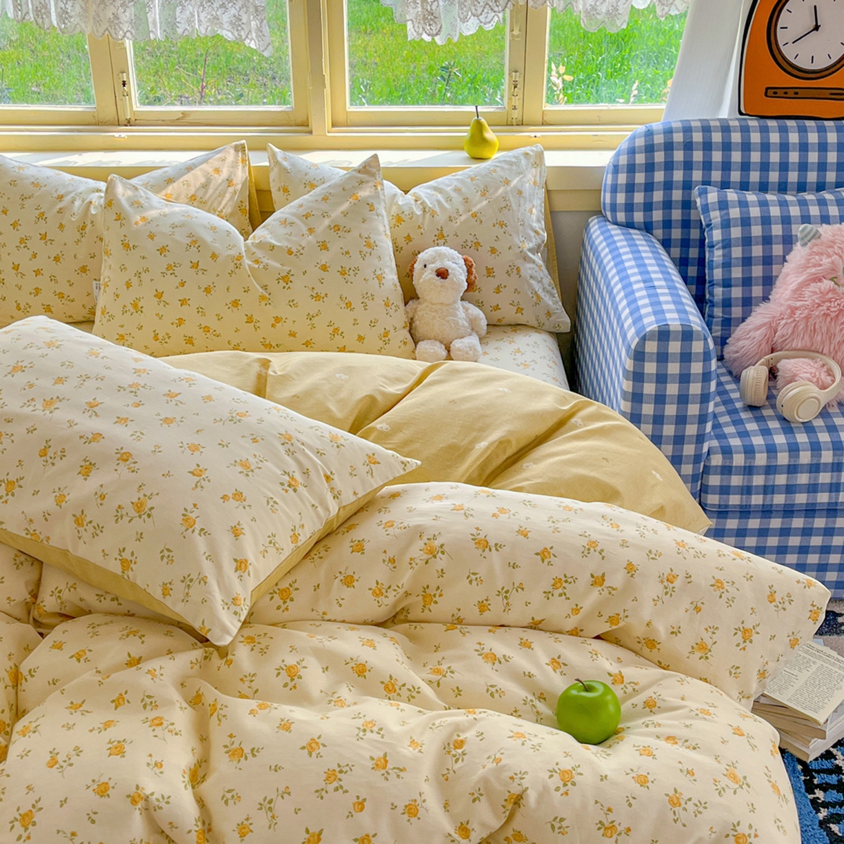 91家纺网 家纺一手货源 找家纺 简约家纺 2026新款全棉斜纹12868单枕套系列 故事小黄花