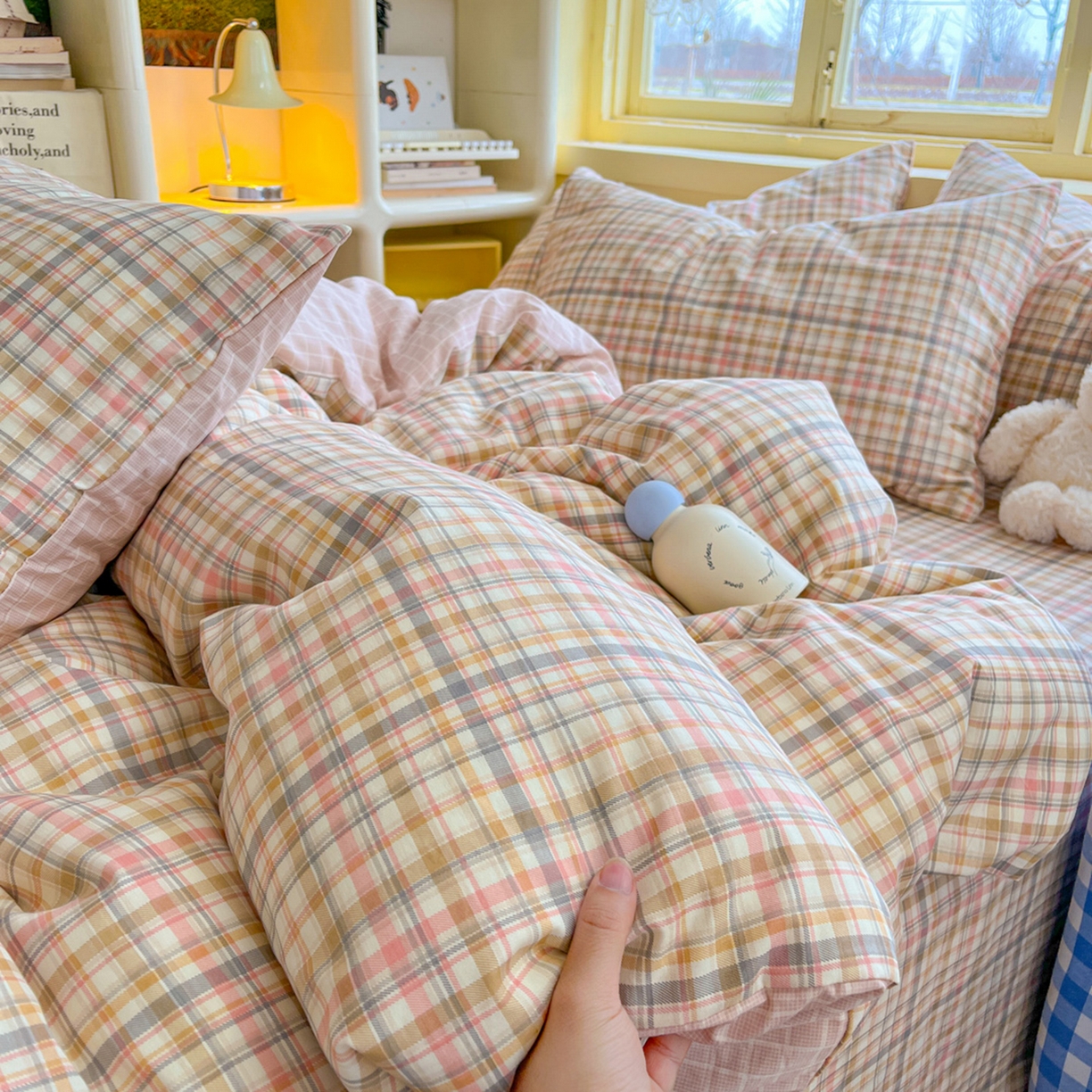 91家纺网 家纺一手货源 找家纺 简约家纺 2026新款全棉斜纹12868床笠系列 歌尔-粉