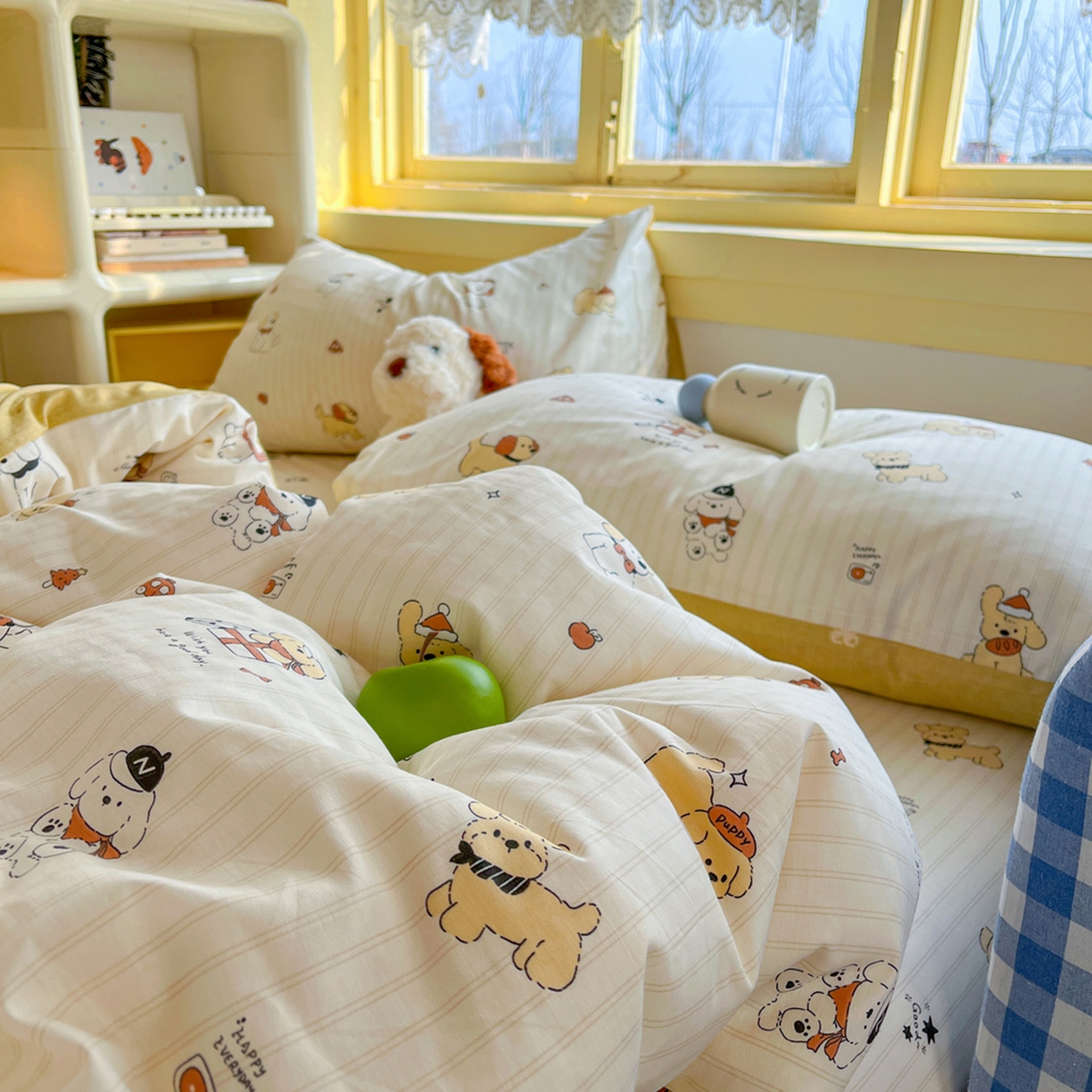 91家纺网 家纺一手货源 找家纺 简约家纺 2026新款全棉斜纹12868单枕套系列 可爱萌犬