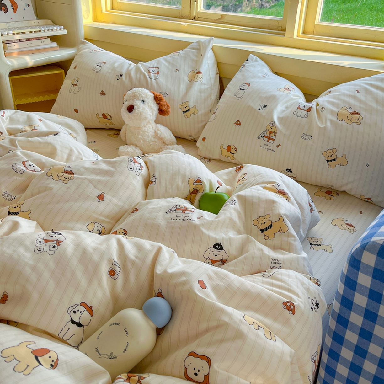 91家纺网 家纺一手货源 找家纺 简约家纺 2026新款全棉斜纹12868单枕套系列 可爱萌犬