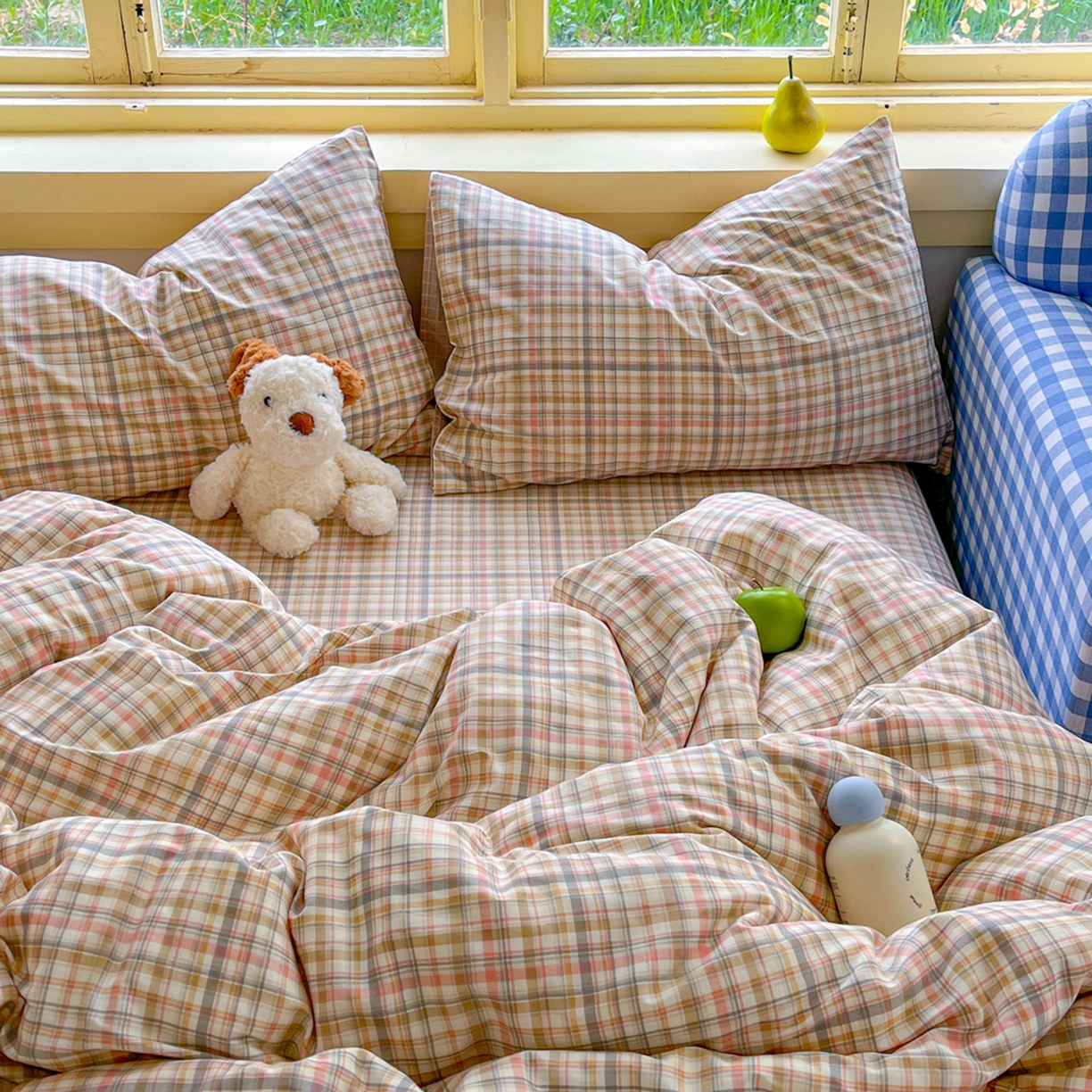 91家纺网 家纺一手货源 找家纺 简约家纺 2026新款全棉斜纹12868床笠系列 歌尔-粉