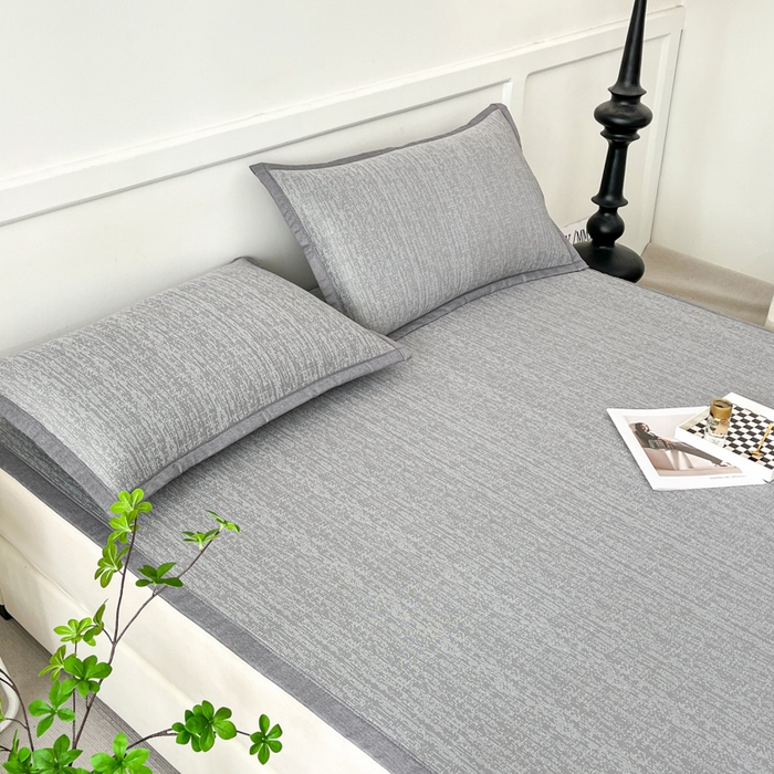 91家纺网 家纺一手货源 找家纺 子曰 2026新款高分子PE聚乙烯乙纶色织提花凉感软凉席席子 千鸟格-灰平铺款