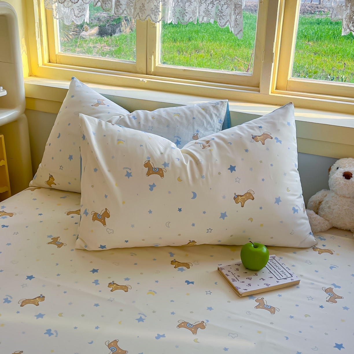 简约家纺 2026新款全棉斜纹12868单枕套系列 木马心愿