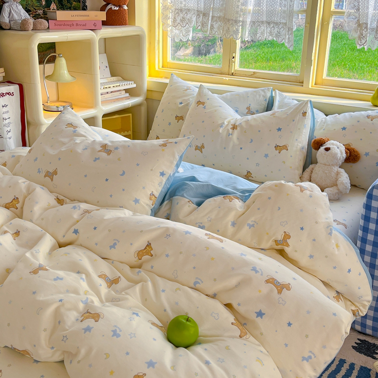 91家纺网 家纺一手货源 找家纺 简约家纺 2026新款全棉斜纹12868单枕套系列 木马心愿