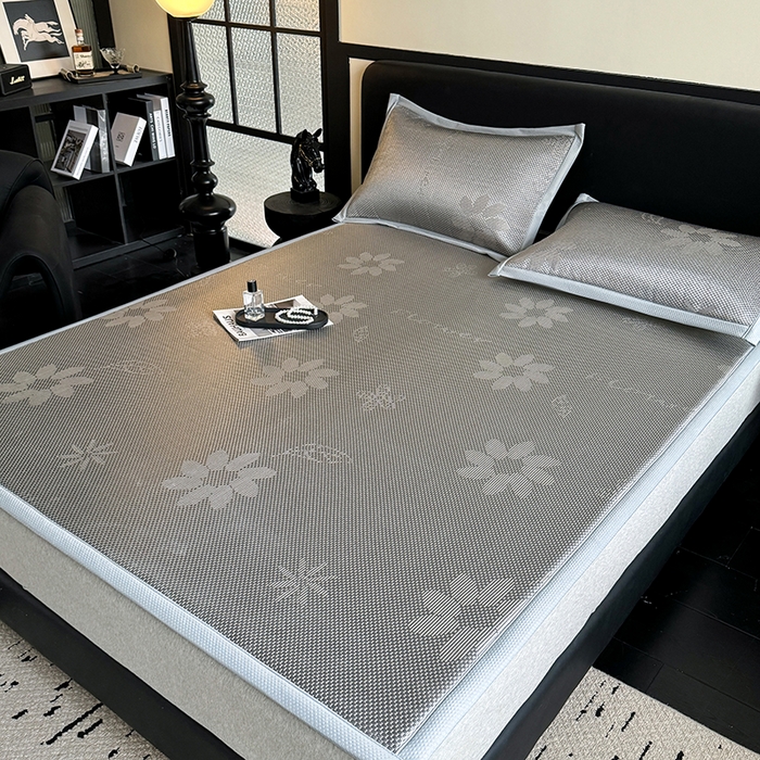 91家纺网 家纺一手货源 找家纺 （总）卡罗兰 2026新款床垫凉席冰藤提花凉席席子双面可用床单单件三件套