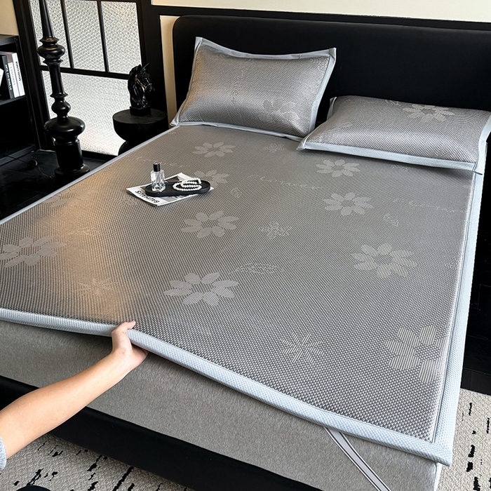 （总）卡罗兰 2026新款床垫凉席冰藤提花凉席席子双面可用床单单件三件套