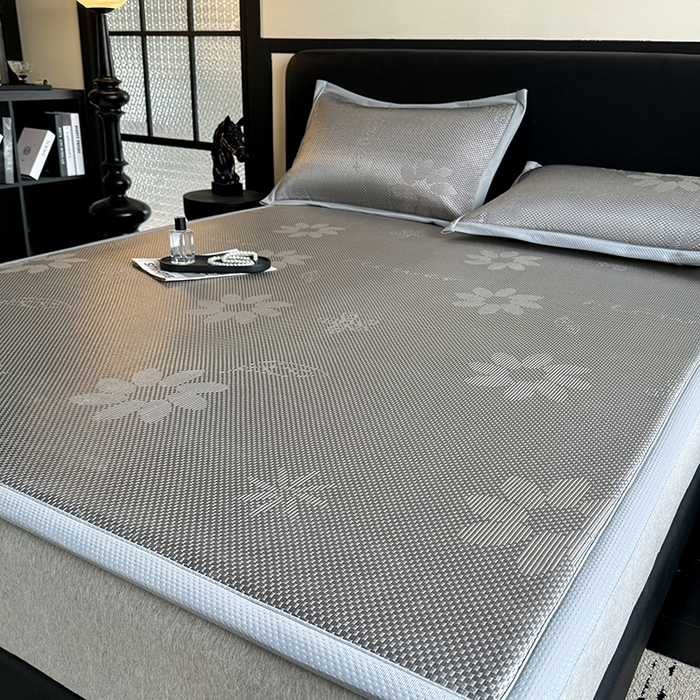 91家纺网 家纺一手货源 找家纺 （总）卡罗兰 2026新款床垫凉席冰藤提花凉席席子双面可用床单单件三件套