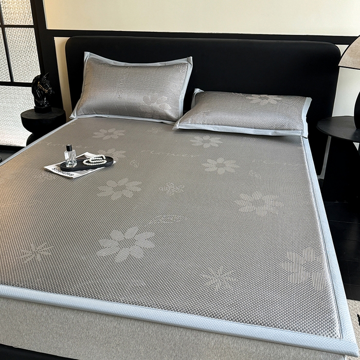 91家纺网 家纺一手货源 找家纺 （总）卡罗兰 2026新款床垫凉席冰藤提花凉席席子双面可用床单单件三件套