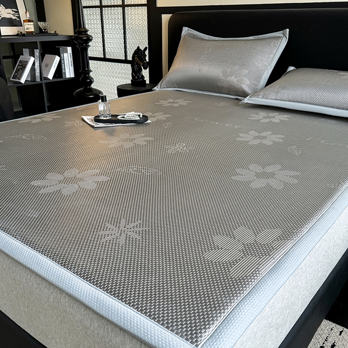 91家纺网 家纺一手货源 找家纺 （总）卡罗兰 2026新款床垫凉席冰藤提花凉席席子双面可用床单单件三件套