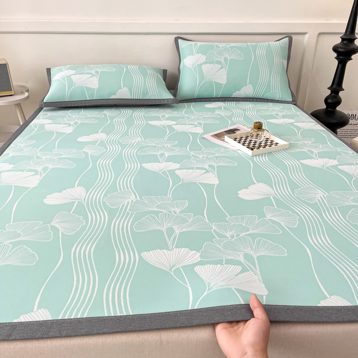 子曰 2026新款高分子PE聚乙烯乙纶色织提花凉感软凉席席子 银杏叶-绿平铺款