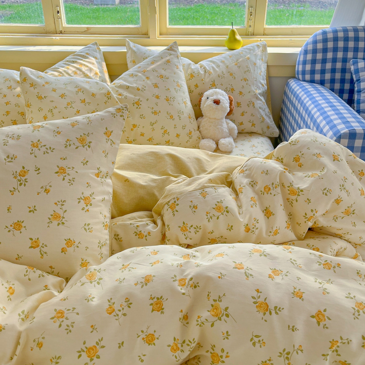 91家纺网 家纺一手货源 找家纺 简约家纺 2026新款全棉斜纹12868床笠系列 故事小黄花