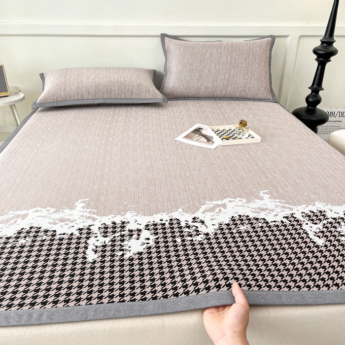 子曰 2026新款高分子PE聚乙烯乙纶色织提花凉感软凉席席子 千鸟格-紫平铺款