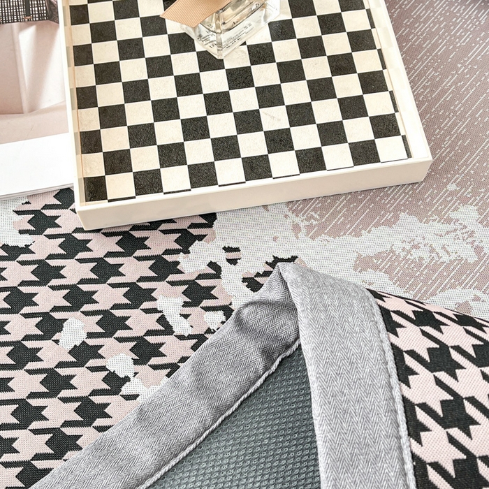 91家纺网 家纺一手货源 找家纺 子曰 2026新款高分子PE聚乙烯乙纶色织提花凉感软凉席席子 千鸟格-紫平铺款