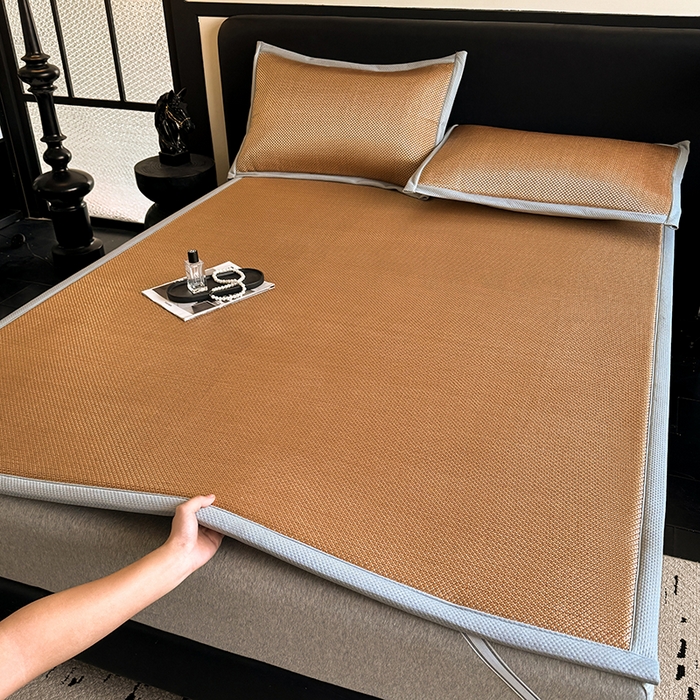 91家纺网 家纺一手货源 找家纺 （总）卡罗兰 2026新款床垫凉席冰藤提花凉席席子双面可用床单单件三件套