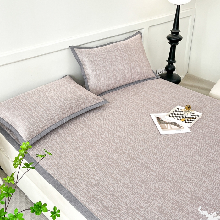 91家纺网 家纺一手货源 找家纺 子曰 2026新款高分子PE聚乙烯乙纶色织提花凉感软凉席席子 千鸟格-紫平铺款