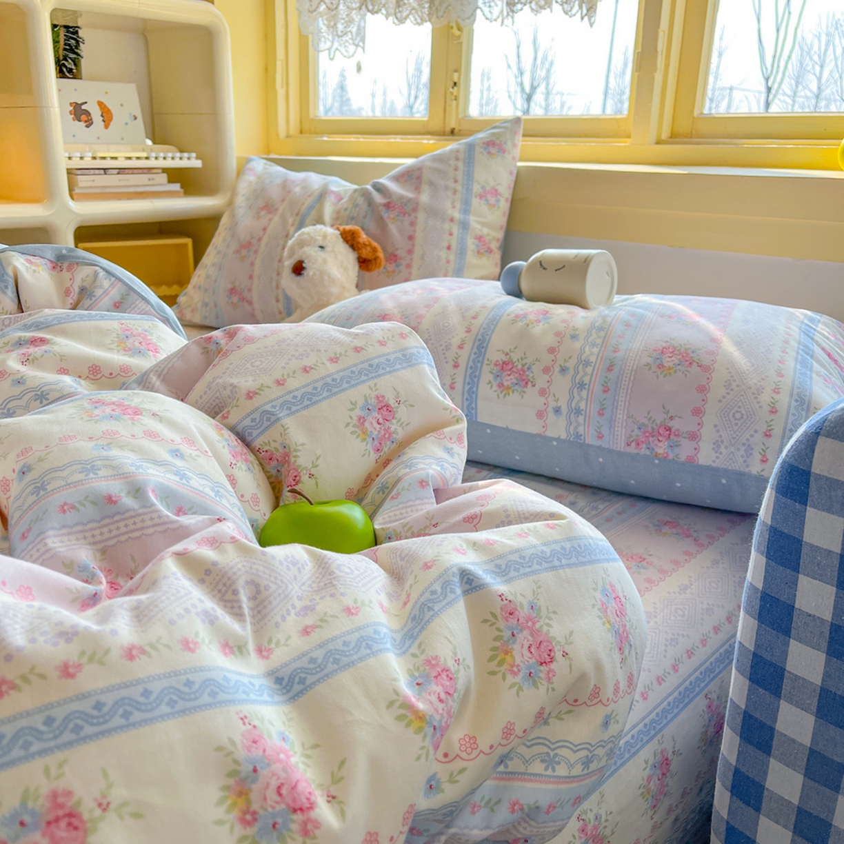 91家纺网 家纺一手货源 找家纺 简约家纺 2026新款全棉斜纹12868床笠系列 花满情