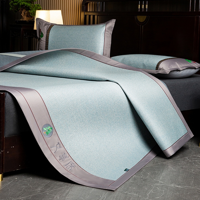 91家纺网 家纺一手货源 找家纺 娜朵家纺 2026新款艾草古藤席平铺款凉席 （平铺）艾草席-冰蓝