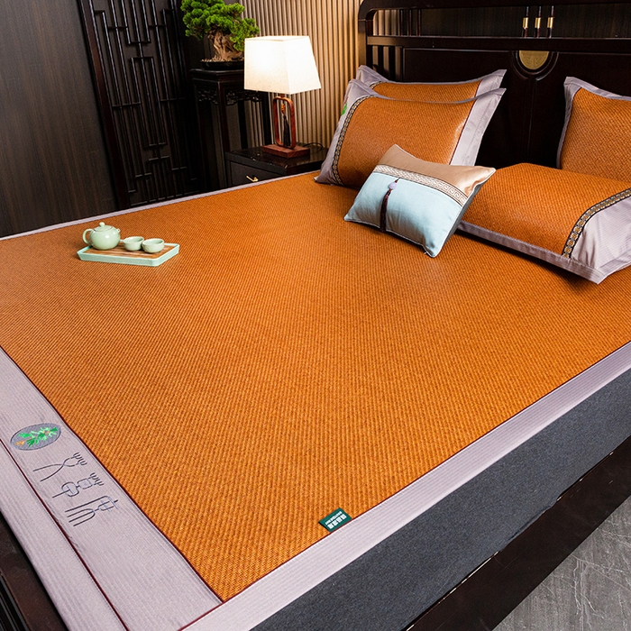 91家纺网 家纺一手货源 找家纺 娜朵家纺 2026新款艾草古藤席平铺款凉席 （平铺）艾草席-红棕