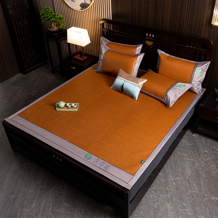 91家纺网 家纺一手货源 找家纺 娜朵家纺 2026新款艾草古藤席平铺款凉席 （平铺）艾草席-红棕