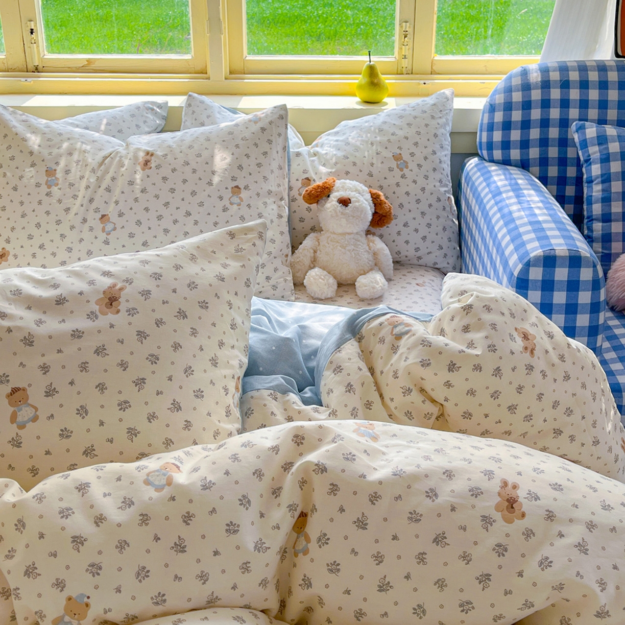 91家纺网 家纺一手货源 找家纺 简约家纺 2026新款全棉斜纹12868单枕套系列 小奶兔