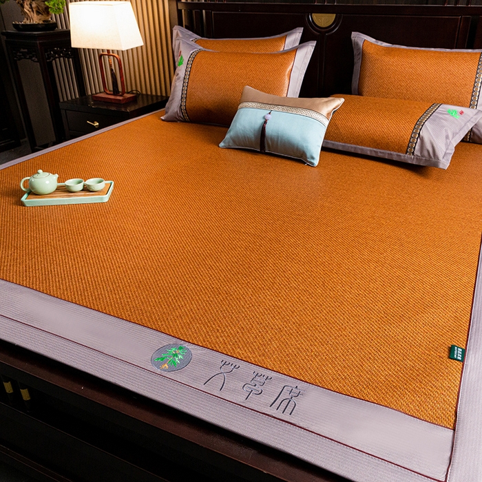 91家纺网 家纺一手货源 找家纺 娜朵家纺 2026新款艾草古藤席平铺款凉席 （平铺）艾草席-红棕