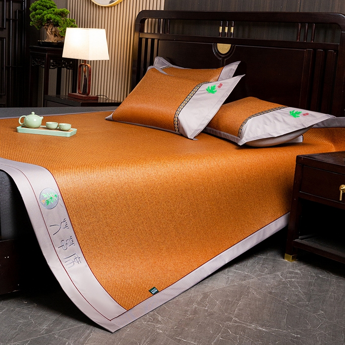 91家纺网 家纺一手货源 找家纺 娜朵家纺 2026新款艾草古藤席平铺款凉席 （平铺）艾草席-红棕