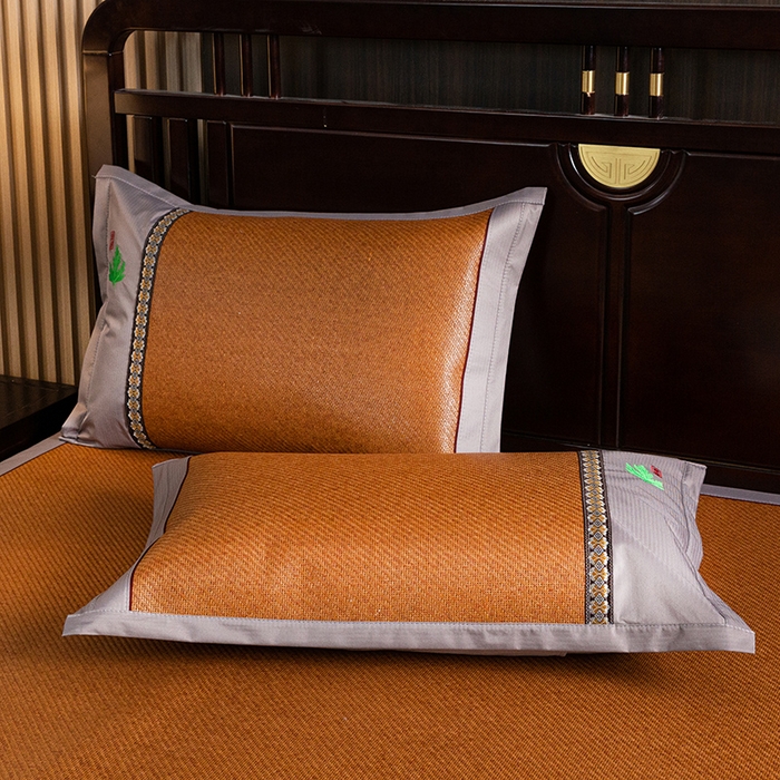 91家纺网 家纺一手货源 找家纺 娜朵家纺 2026新款艾草古藤席平铺款凉席 （平铺）艾草席-红棕