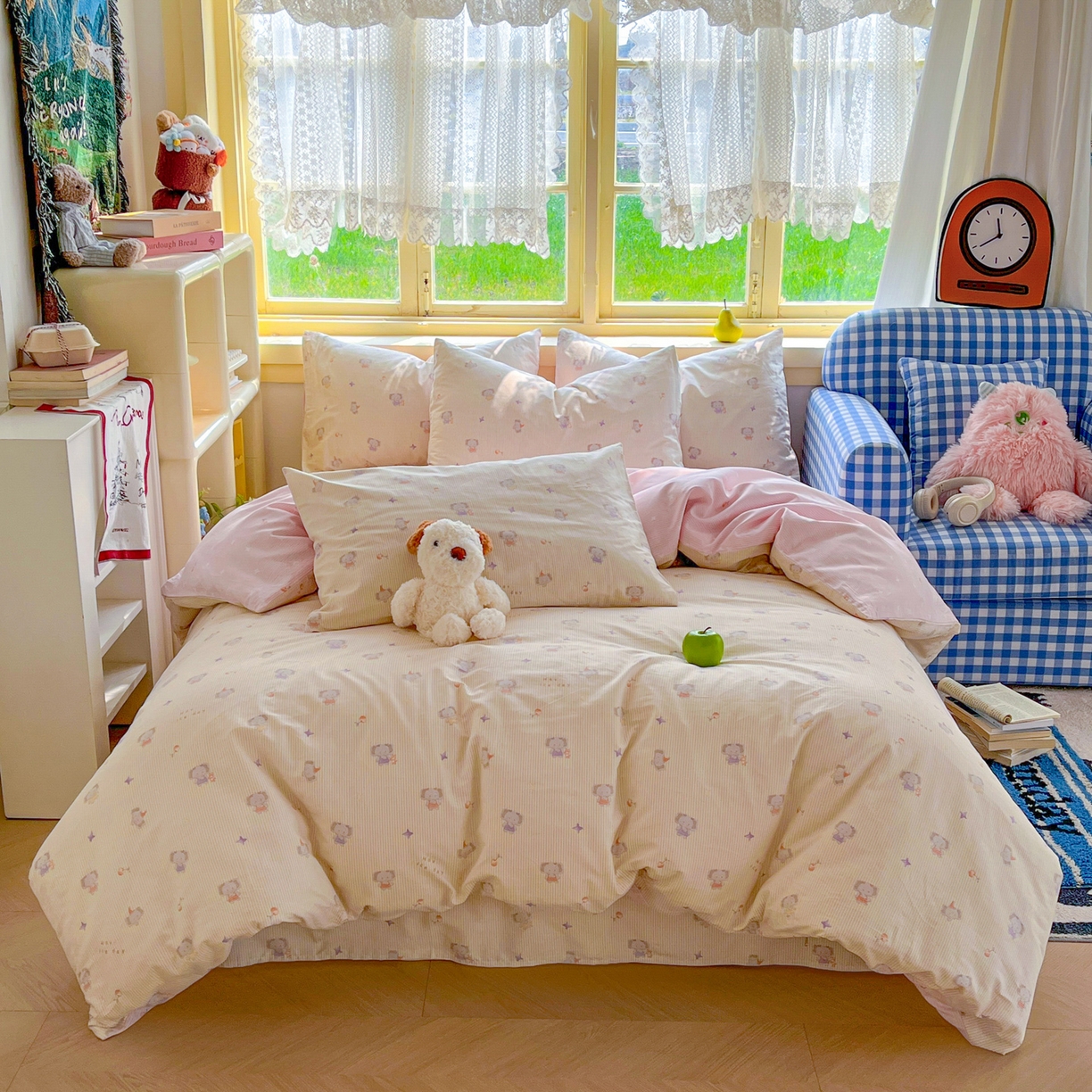 91家纺网 家纺一手货源 找家纺 简约家纺 2026新款全棉斜纹12868单枕套系列 星小象-米