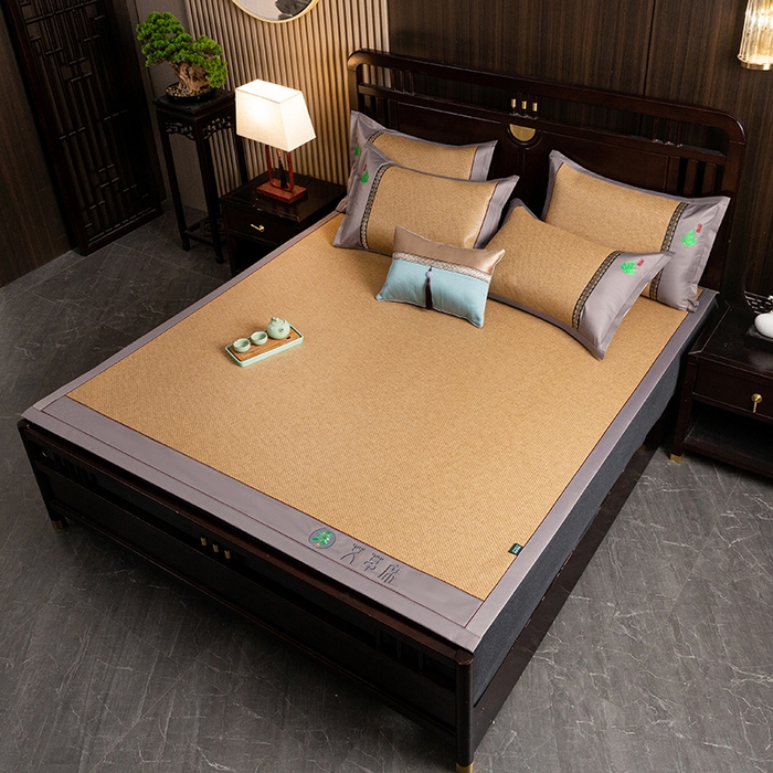 91家纺网 家纺一手货源 找家纺 娜朵家纺 2026新款艾草古藤席平铺款凉席 （平铺）艾草席-黄藤