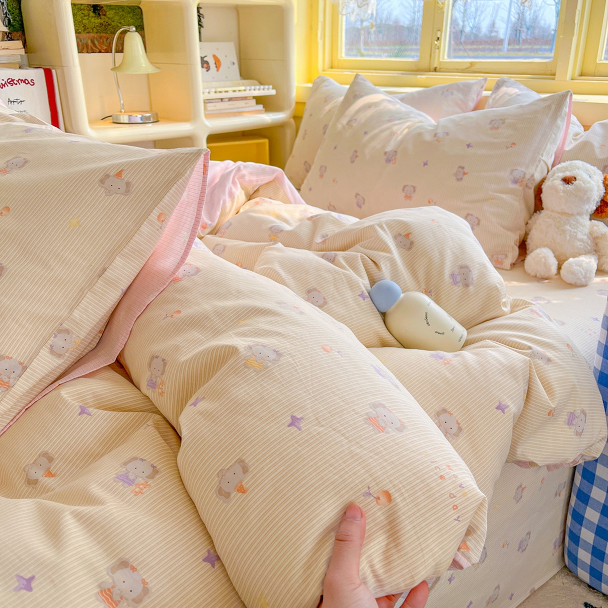 91家纺网 家纺一手货源 找家纺 简约家纺 2026新款全棉斜纹12868单枕套系列 星小象-米