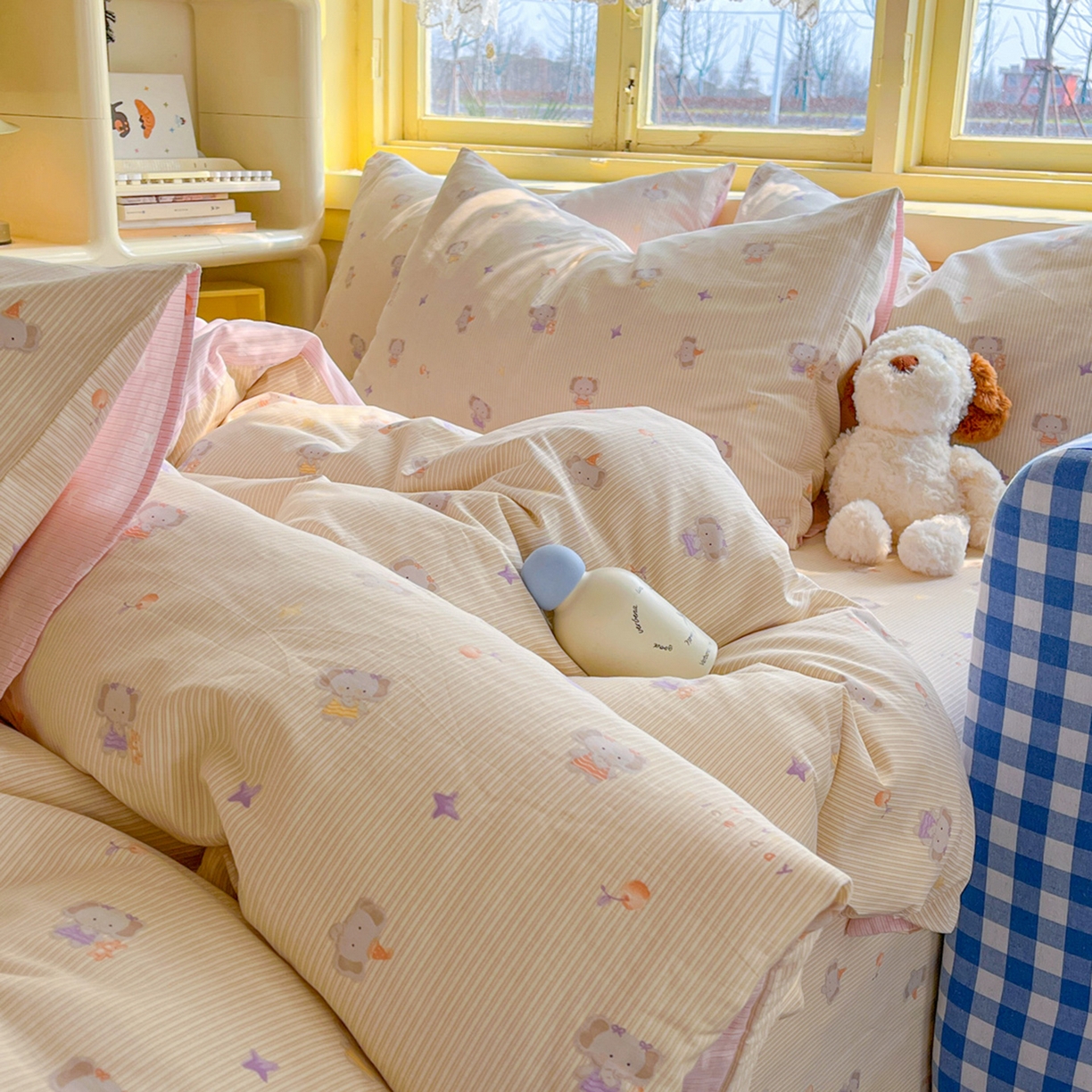 91家纺网 家纺一手货源 找家纺 简约家纺 2026新款全棉斜纹12868单枕套系列 星小象-米