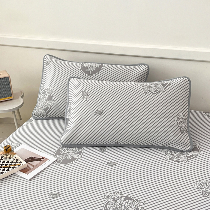 91家纺网 家纺一手货源 找家纺 子曰 2026新款高分子PE聚乙烯乙纶色织提花凉感软凉席席子 玫瑰-灰床笠款